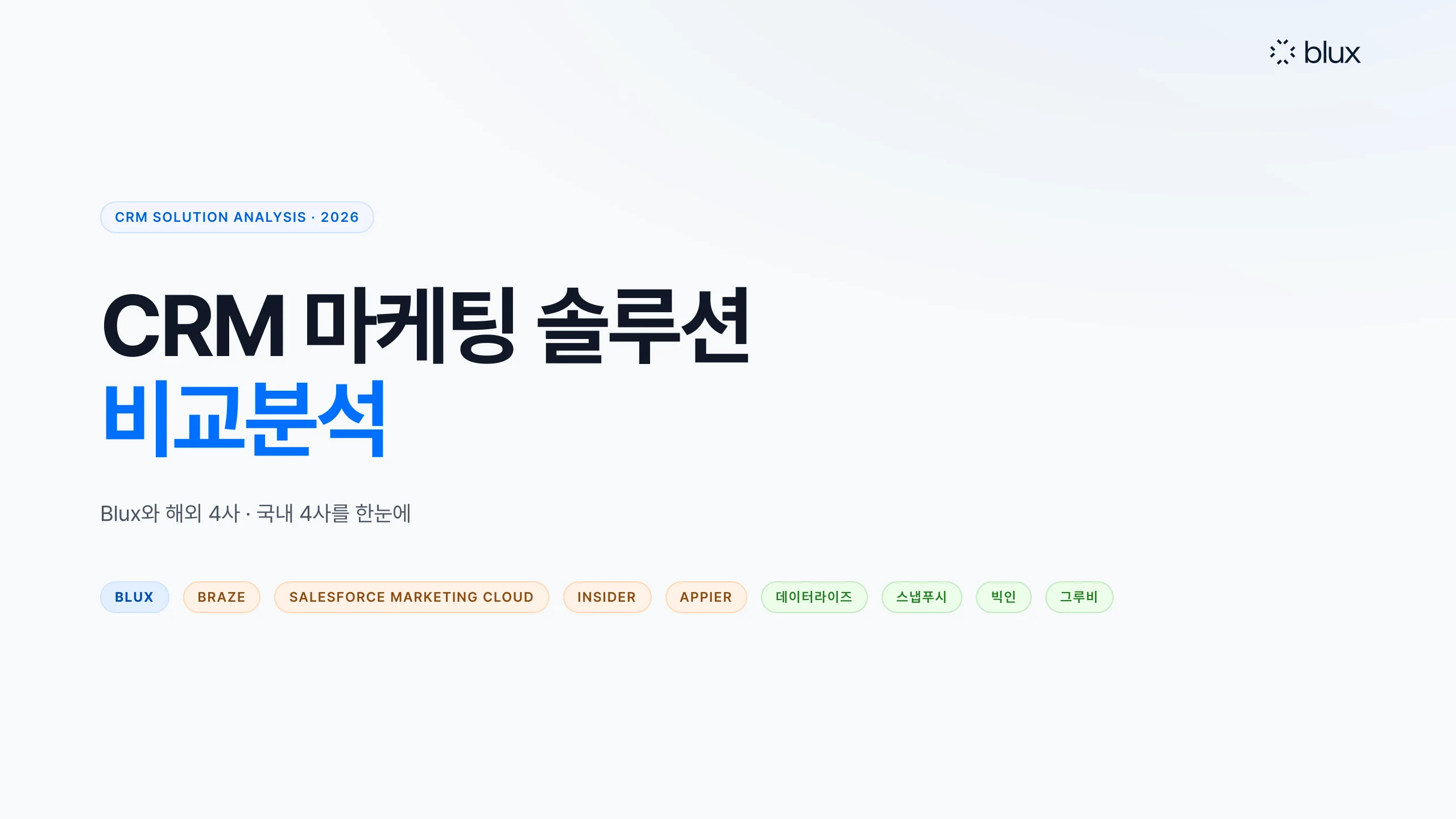 1쪽 — 표지: CRM 마케팅 솔루션 비교분석