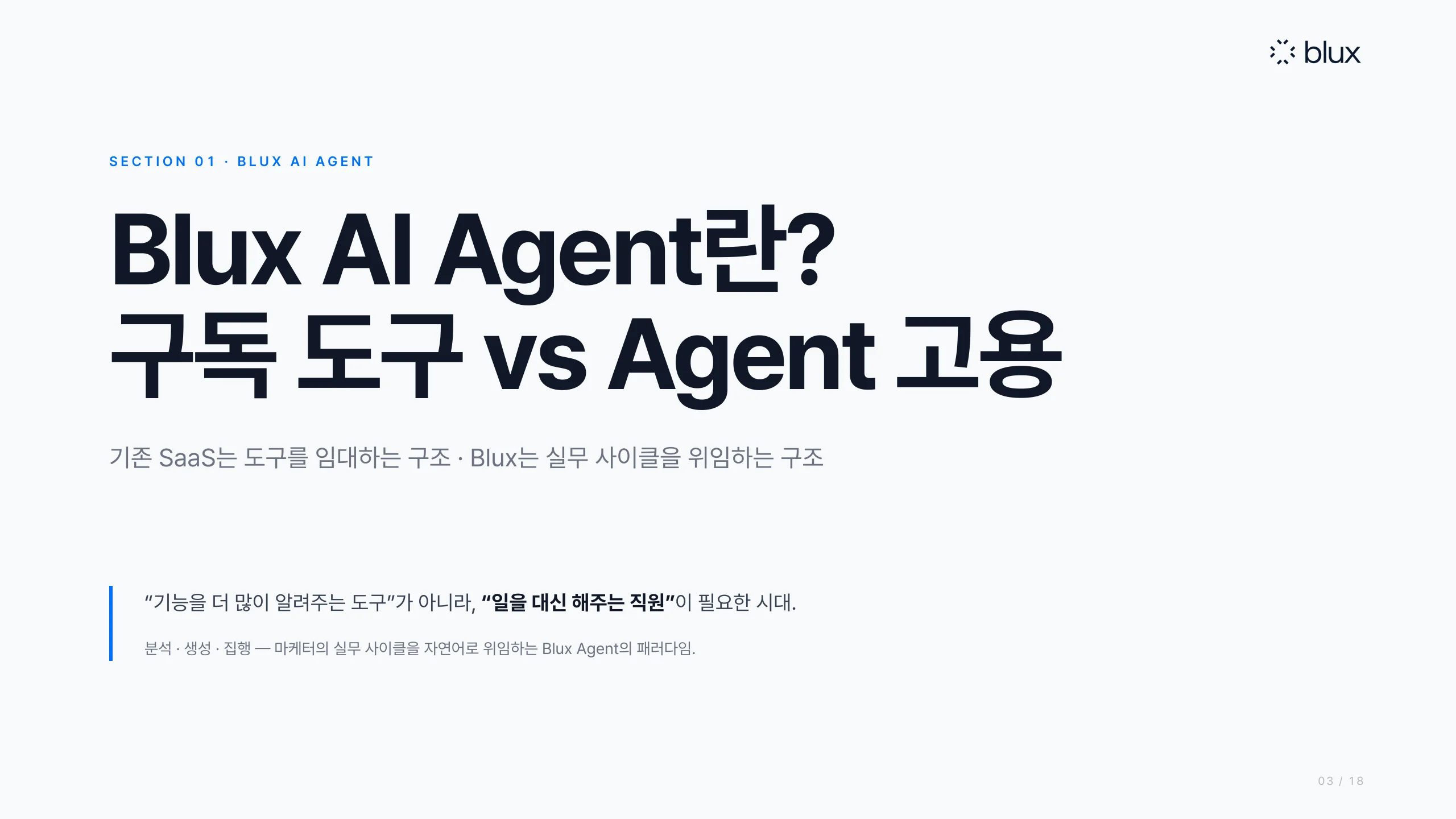 3쪽 — 섹션 1: Blux AI Agent란